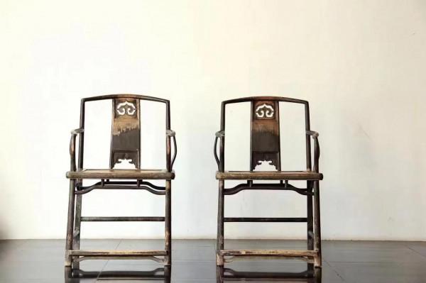 紅木雲石圓凳，楠木平切四出頭官帽椅，榆木官帽椅，桃椅