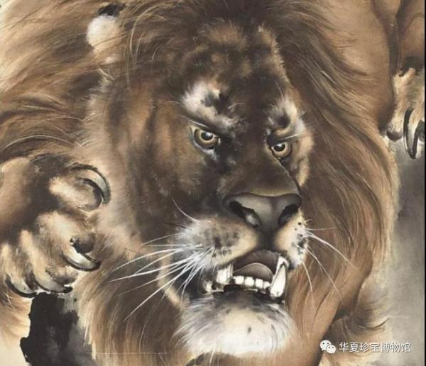 高奇峰《怒獅》：獸王雄風躍然紙上