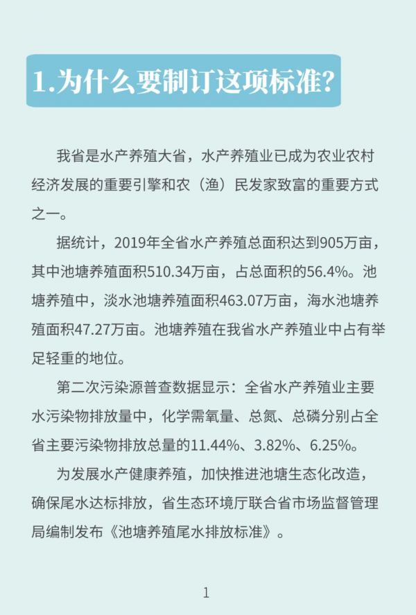 一圖讀懂 | 江蘇省《池塘養殖尾水排放標準》公佈，養殖池塘尾水排放必須達標