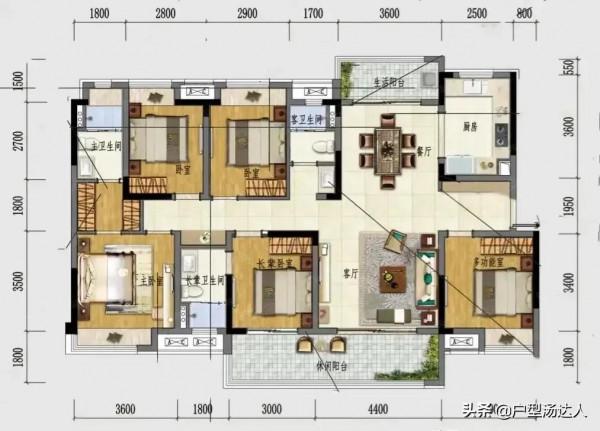最實用的168平方五房戶型