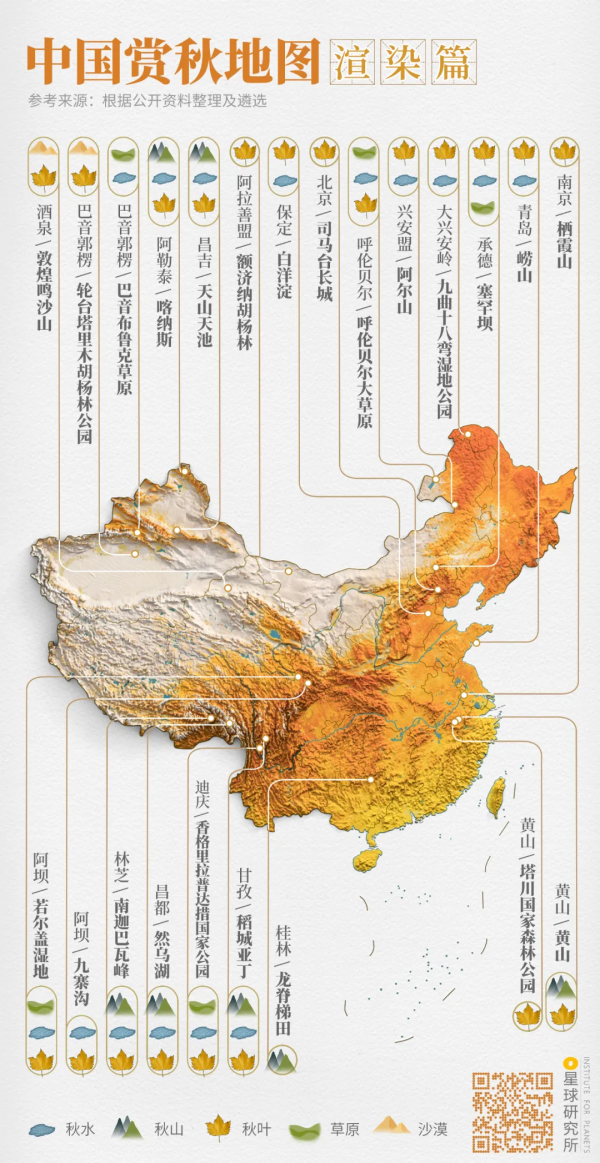 來了！中國賞秋地圖