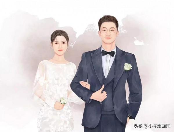 換一換你的微信頭像吧 真人手繪水彩寫實漫畫 相親相愛