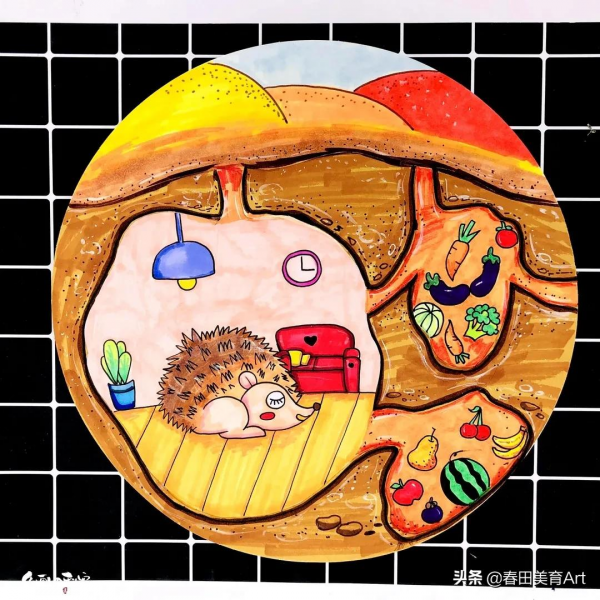 教程丨少兒美術課程《冬眠的小刺蝟》