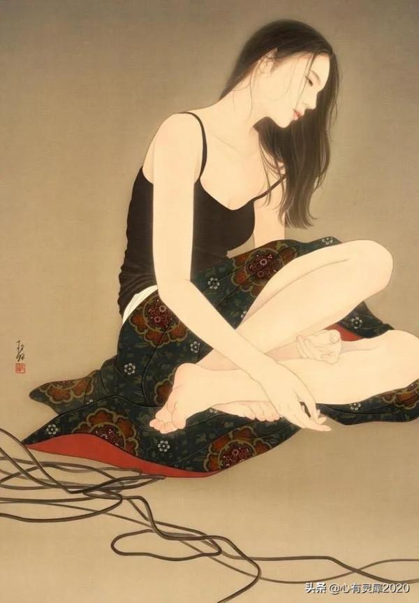 兩位畫家筆下的女性人物工筆畫，柔美脫俗，靈氣逼人