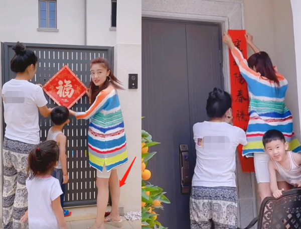 王小瑋豪宅門口貼對聯！小腹隆起被疑懷孕，穿短褲小腿肌肉發達