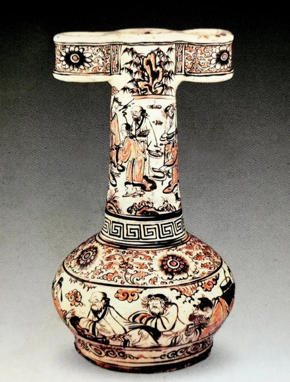 紀年銘文-明磁州窯褐地劃“永樂貳拾壹年”花卉紋梅瓶影象研析