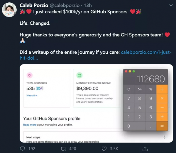 一個靠 GitHub 打賞謀生的程式設計師，如何做到年入 10 萬美元？