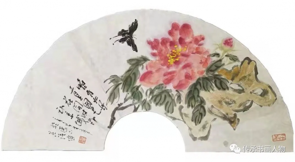 吳強先生寫意牡丹扇面賞析 吳強先生寫意牡丹扇面賞析