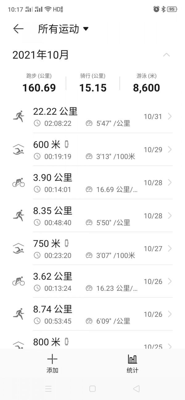 十月份運動小結