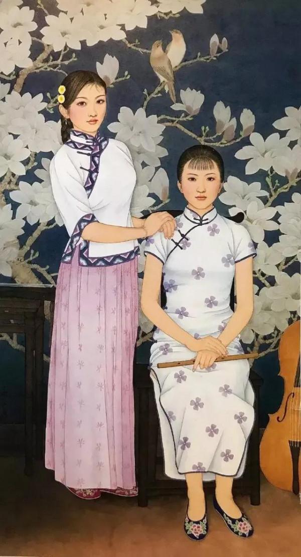 國畫人物旗袍之美