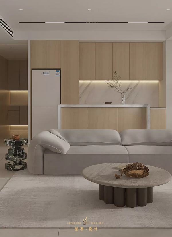 堅持沙發不靠牆是正確的,用島臺做隔斷,126㎡從而擁有了西廚 堅持沙發不靠牆是正確的,用島臺做隔斷,126㎡從而擁有了西廚