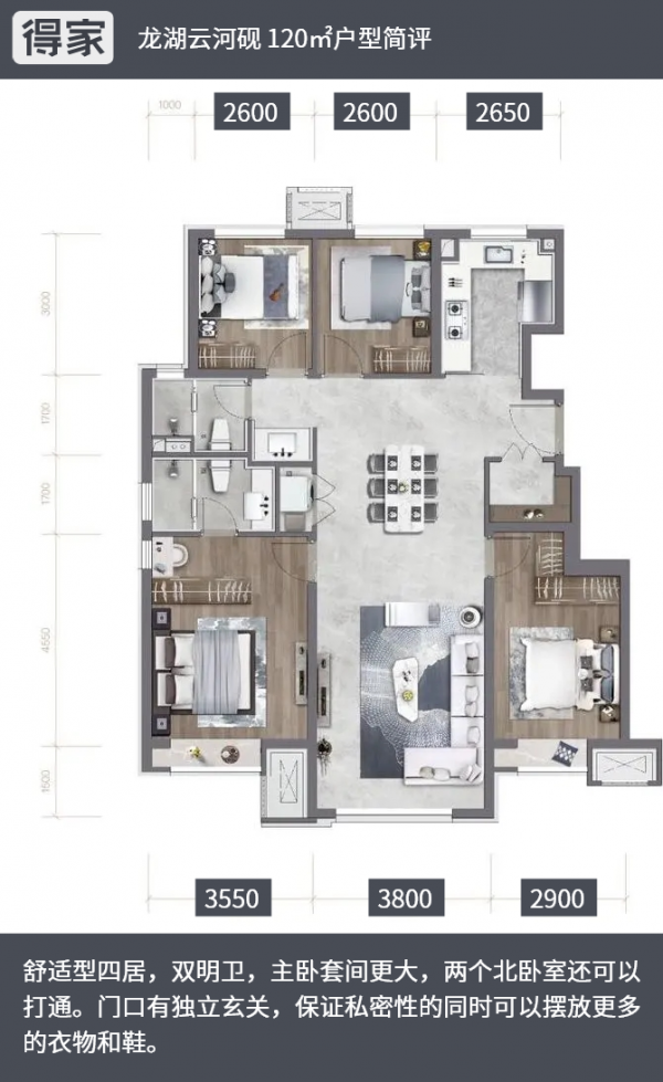 7.2m面寬客廳+7.2m面寬主臥 的4居 總價只要700萬