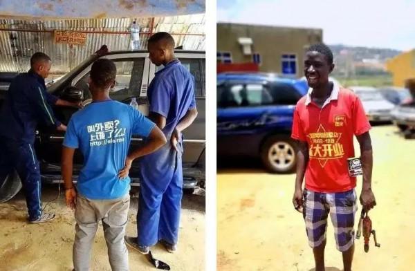 原來在非洲，可以看到那麼多中文字的二手服裝