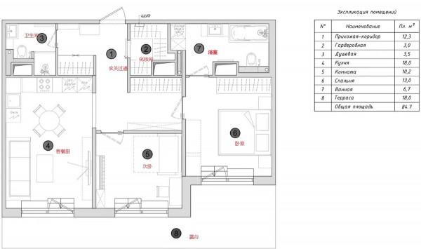 新婚夫妻84㎡的家，空間色彩各不同新潮又有高階感，18㎡露臺超爽
