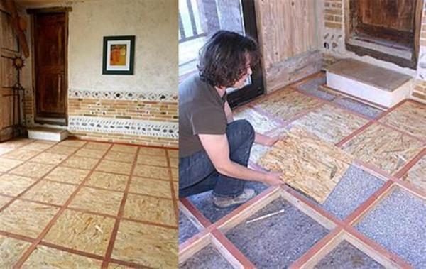 冒出新想法：地面通鋪歐松板，看著有點糙，上腳踩過知道腳感舒適