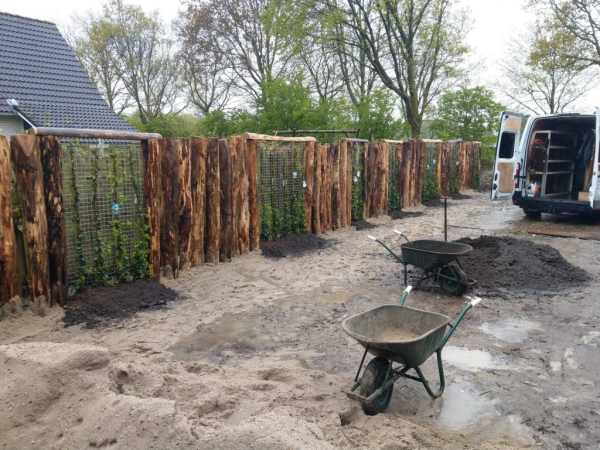 不砌圍牆，從農村收購舊木頭，繞院子一圈做圍欄，結結實實也漂亮