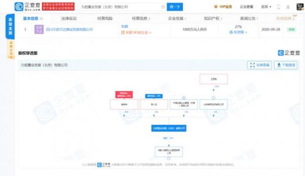 王思聰旗下公司入股九恆置業，持股比例為2%