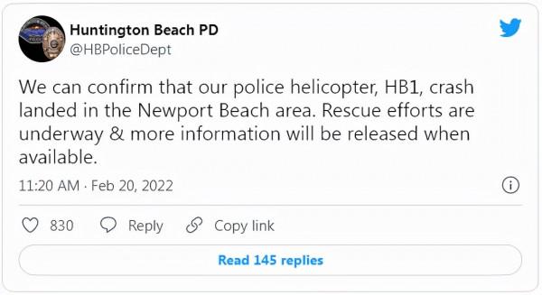 南加州直升機“失控旋轉”墜海，失事前畫面曝光