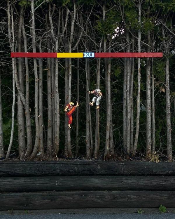 藝術家在大街上“搞事情”，獨特的​畫素藝術驚豔路人​：太有趣