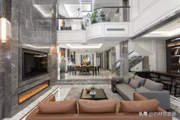 石材家裝 | 396m²別墅，灰色大理石應用案例