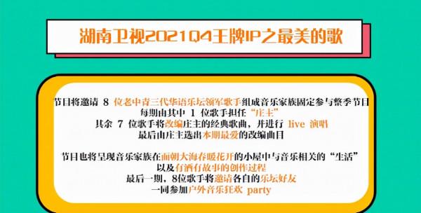 《最美的歌》嘉賓名單曝光，芒果臺又一音綜開播在即，爆款預定？
