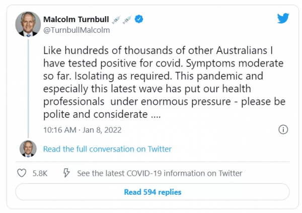 突發!澳洲前總理、財政部長紛紛確診,立刻進入隔離狀態 突發!澳洲前總理、財政部長紛紛確診,立刻進入隔離狀態