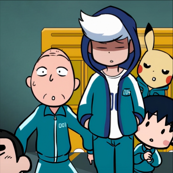 當動漫人物參加“魷魚遊戲”中的拔河環節，小丸子爺爺成勝負關鍵