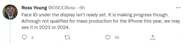 訊息稱蘋果iPhone 14 Pro採用&OpenCurlyDoubleQuote;感嘆號&rdquo;打孔，無緣屏下Face ID