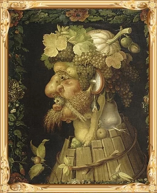 世界名畫賞析128《四季》-用瓜果蔬菜花等堆砌而成的人物畫