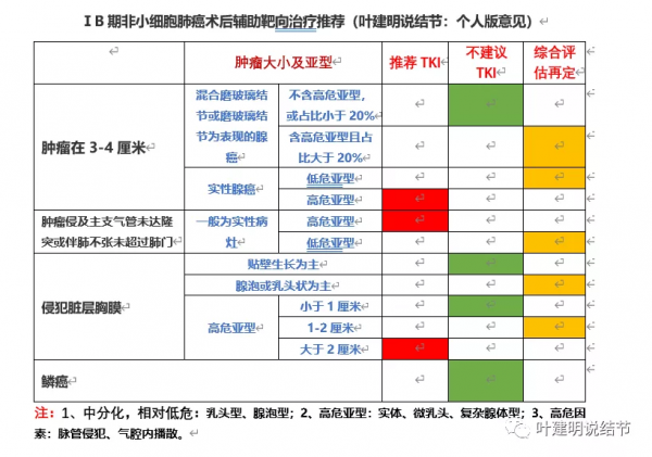 個人觀點：Ⅰ期NSCLC完全切除術後輔助治療分層建議（個人版）