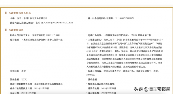 資訊 | 社交平臺“蹭”奧運會熱點，寶馬中國被罰5萬元