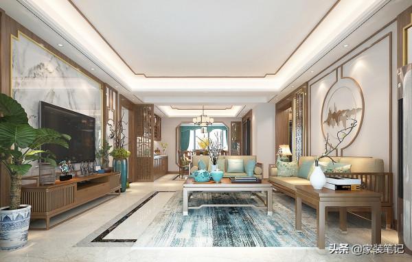 她家的中式風裝修，在小區裡面堪稱經典，色彩、硬裝搭配很有品味