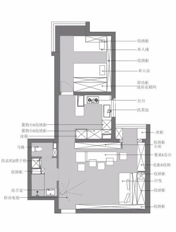 58平米一居變兩居,還有大客廳和步入衣帽間 58平米一居變兩居,還有大客廳和步入衣帽間