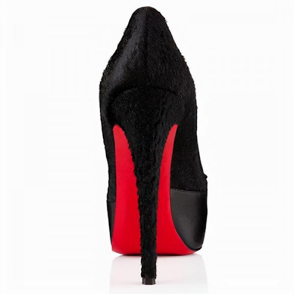 CHRISTIAN LOUBOUTIN MAGGIE 140 黑色納帕皮革與小馬毛拼接高跟鞋 CHRISTIAN LOUBOUTIN MAGGIE 140 黑色納帕皮革與小馬毛拼接高跟鞋
