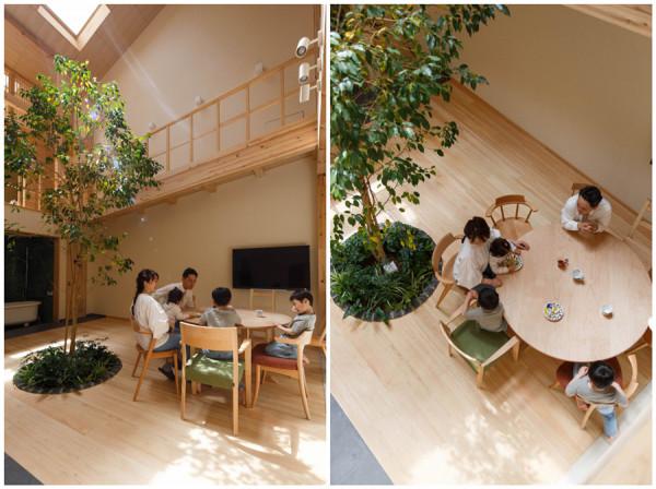 日本一家五口的90㎡小家，屋內開天窗種榕樹，去客廳化生活太愜意