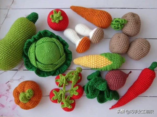 用零線就把蔬菜水果鉤得如此逼真，比新鮮的還要美