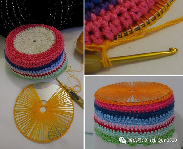 「針織作品」用零線編織的毯子、籃子等家居小物