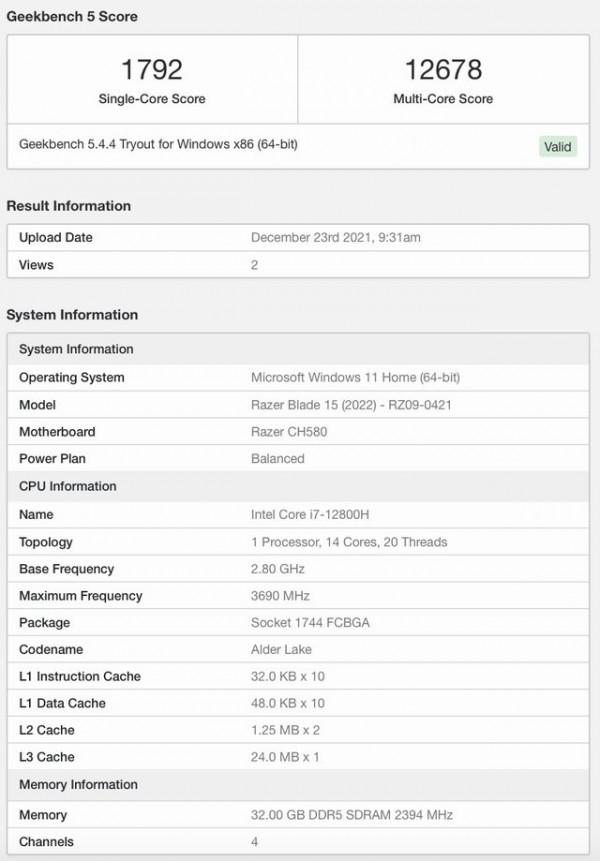 效能炸裂！雷蛇2022款靈刃15遊戲本曝光：搭載14核i7-12800H