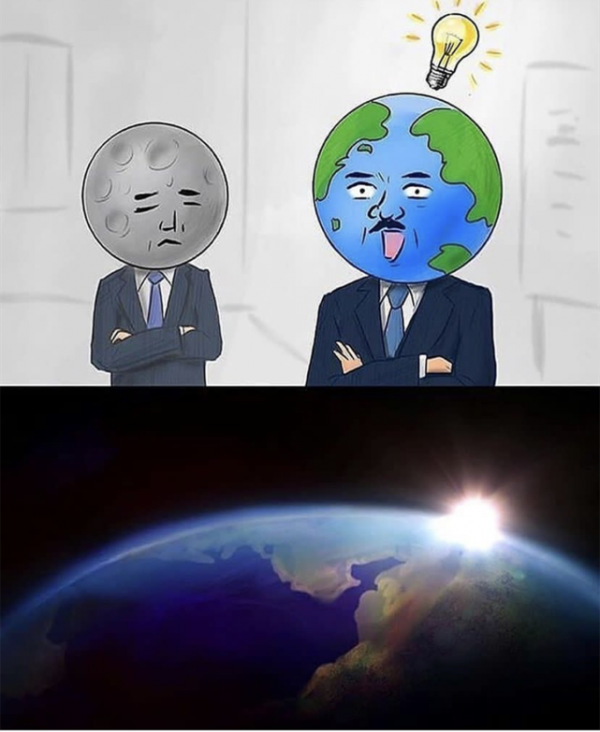 地球、月亮和太陽的故事，用二次元的方式解釋三次元的自然現象