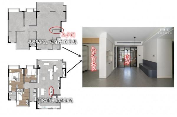 為了有個橫廳，戶型上動了4個“手腳”，一整套裝修下來南北通透