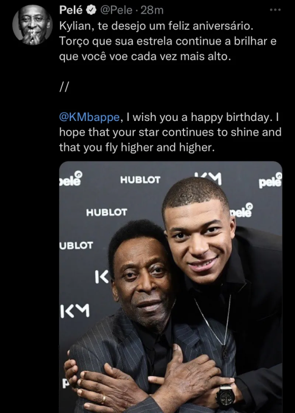 貝利發推祝福姆巴佩生日：希望你越飛越高