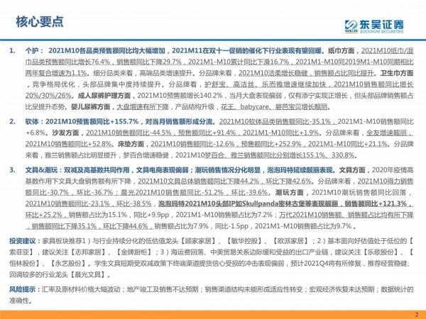 個護傢俱阿里電商10月及雙十一預售資料跟蹤報告（東吳證券）