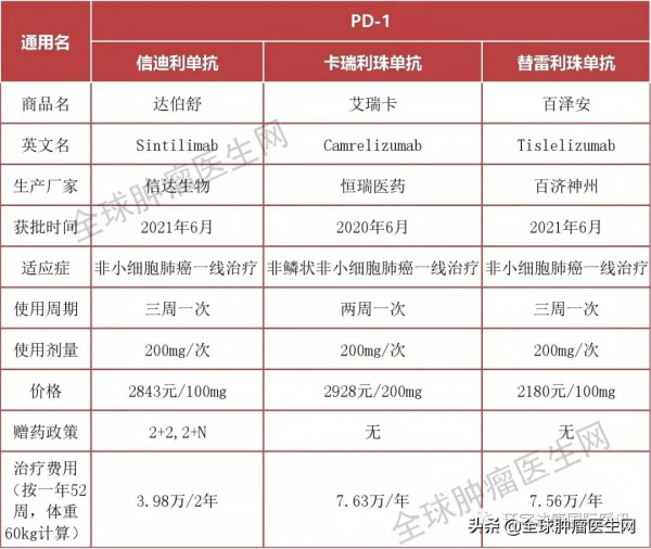 收藏｜全球已上市的8款非小細胞肺癌PD-1/L1藥物價格，適應症大全