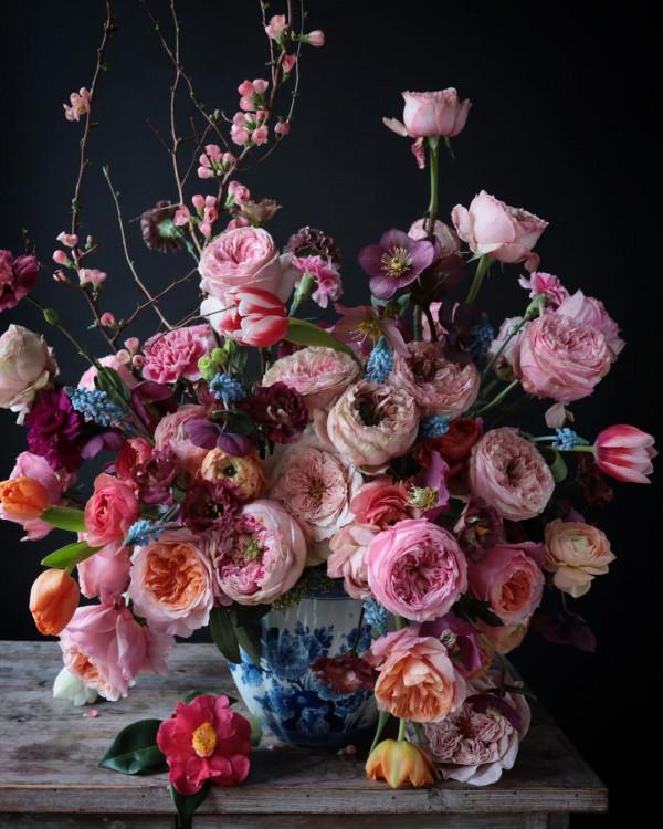 中秋插花，花團錦簇繁花似錦、月圓人團圓