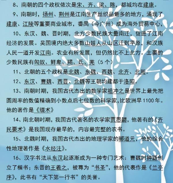 初中歷史1-6冊總複習+重要簡答題！考試常考，對孩子很重要