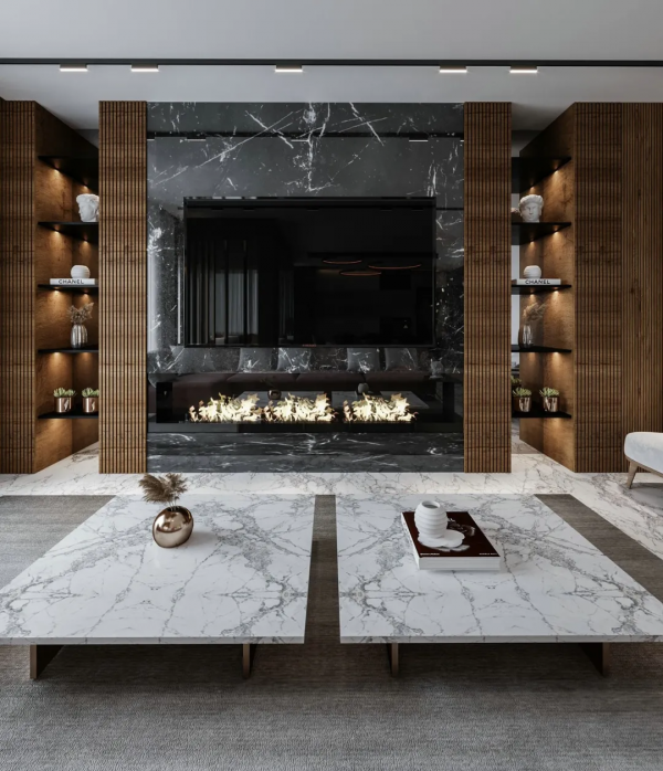 大理石裝飾現代公寓，高階浪漫