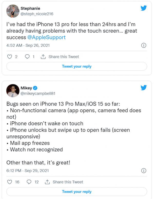 iPhone 13系列觸控失靈引發熱議,網友:不要再神化iOS iPhone 13系列觸控失靈引發熱議,網友:不要再神化iOS