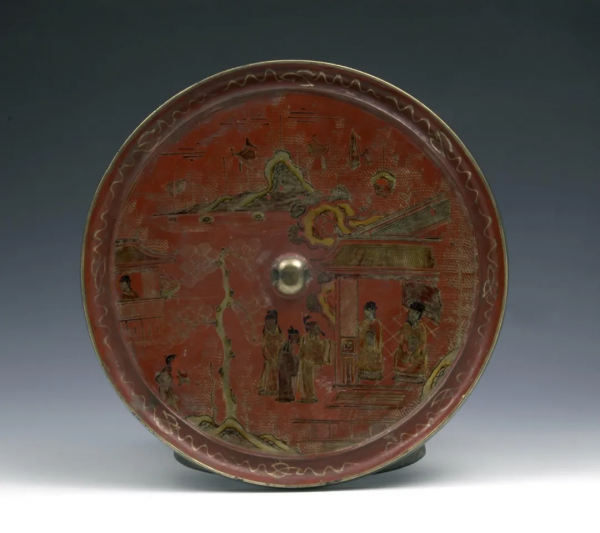 甘肅館藏精品丨漆繪描金人物銅鏡