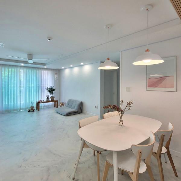 韓國流行的極簡，裝修是真簡單，80㎡不買沙發和床，反而不顯廉價