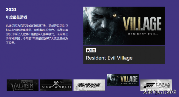 《生化危機8:村莊》榮獲2021年Steam年度最佳遊戲 《生化危機8:村莊》榮獲2021年Steam年度最佳遊戲